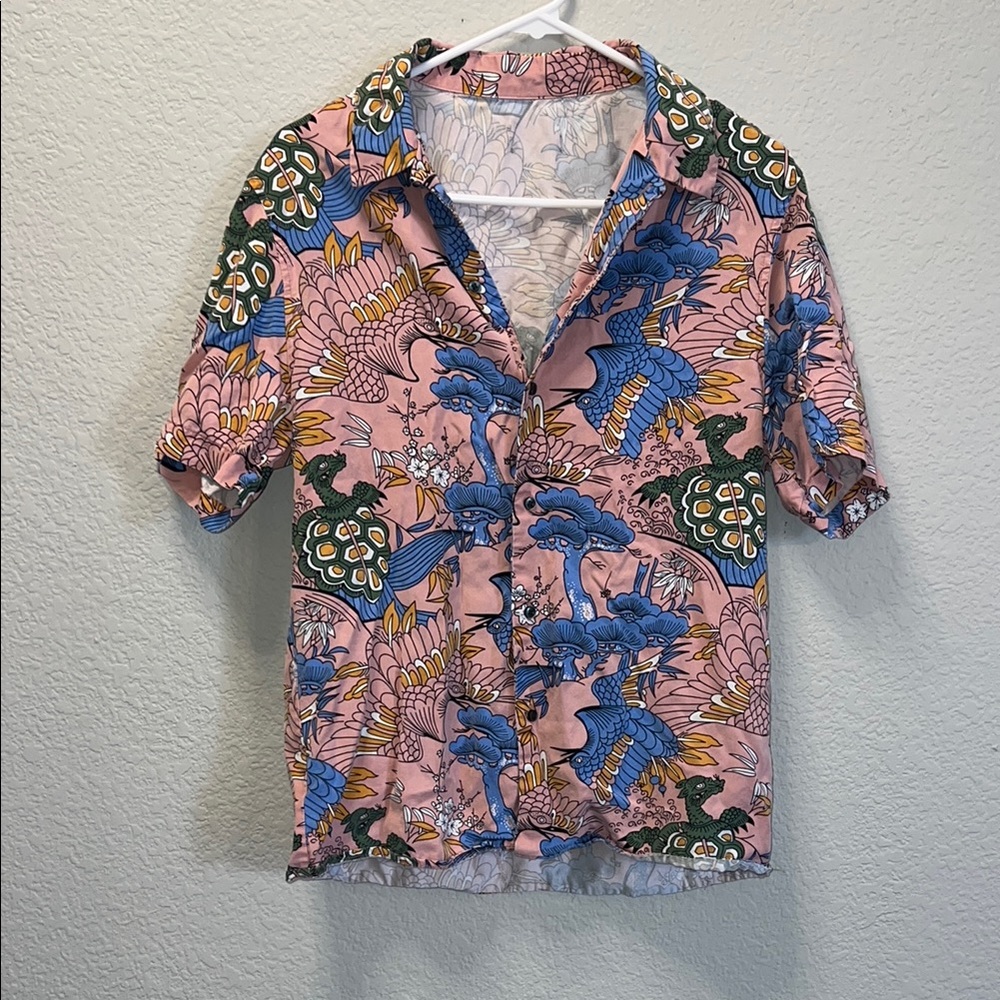 Colorful Short Sleeve Button-Up Shirt